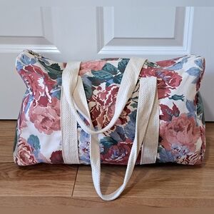 Vintage Floral Duffel Bag Gym Overnight Travel Weekender Tote Bag Cotton